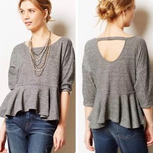 (Anthropologie) Heather Grey Peplum Sweater